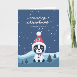 Tarjeta de feriado para Navidades de Boston Terrie