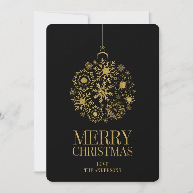 Tarjeta de feriado para Navidades de ornamentos de (Anverso)