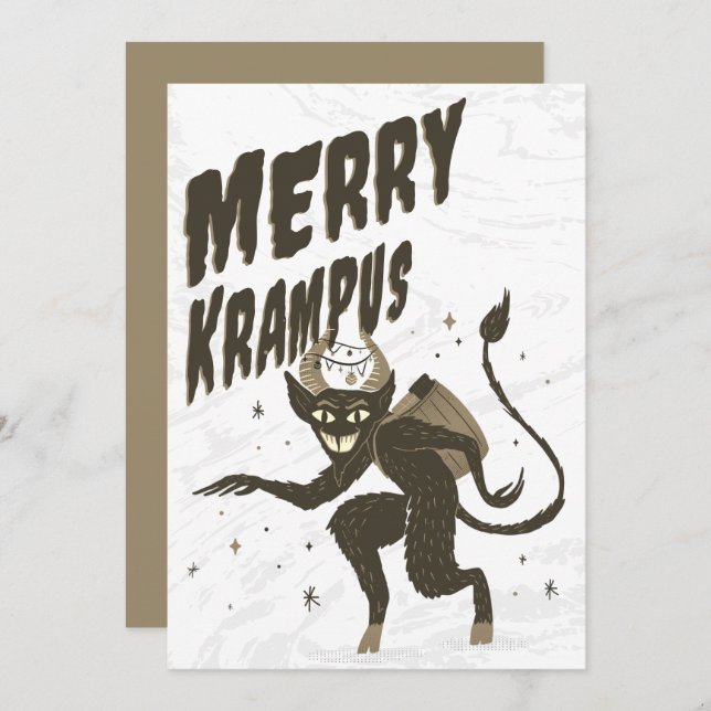 Tarjeta de feriado para Navidades Merry Krampus (Anverso / Reverso)