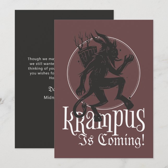 Tarjeta de feriado para Navidades Merry Krampus (Anverso / Reverso)