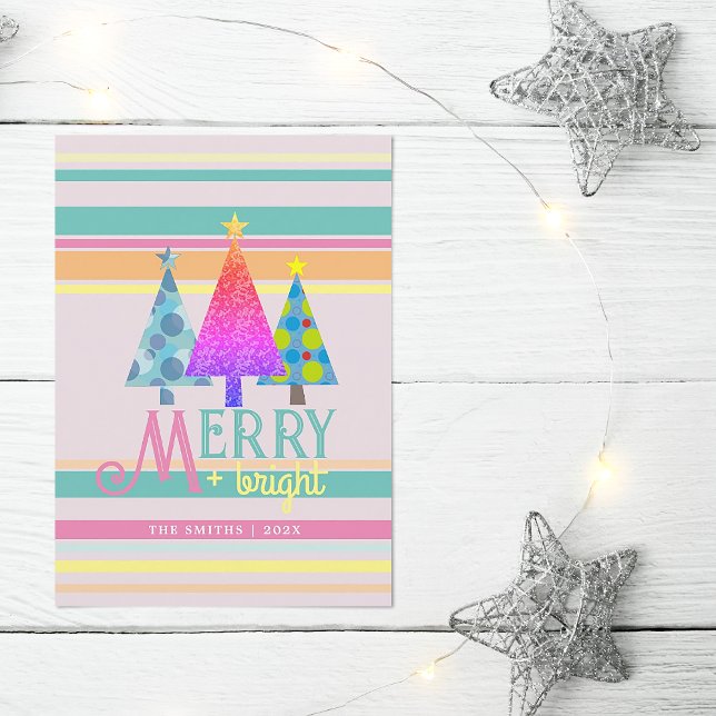 Tarjeta de feriado para Navidades rosa brillante y (Subido por el creador)