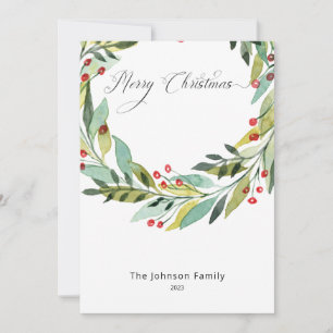 Tarjeta de feriado para Navidades Wreath de Berrie
