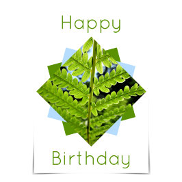 Tarjeta de Fern Geométrica Moderna "Feliz Cumpleañ