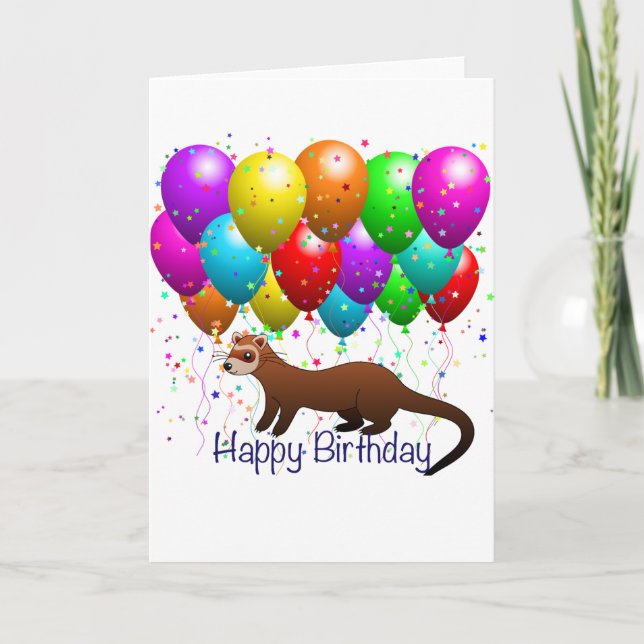 Tarjeta de Ferret de cumpleaños feliz (Anverso)