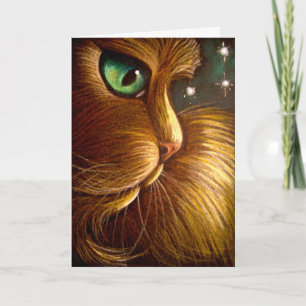 Tarjeta de FESTIVIDAD CAT PERSA DE ORO ROJO