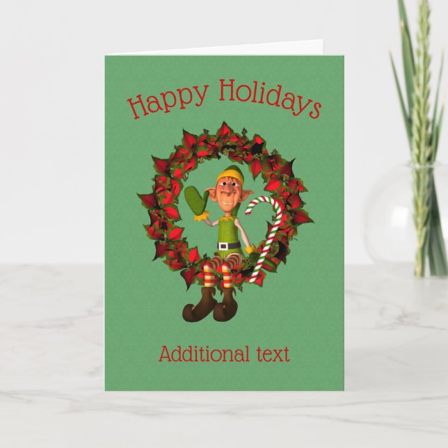 Tarjeta De Festividad Cuta De Elf Masculino Sobre  (Anverso)