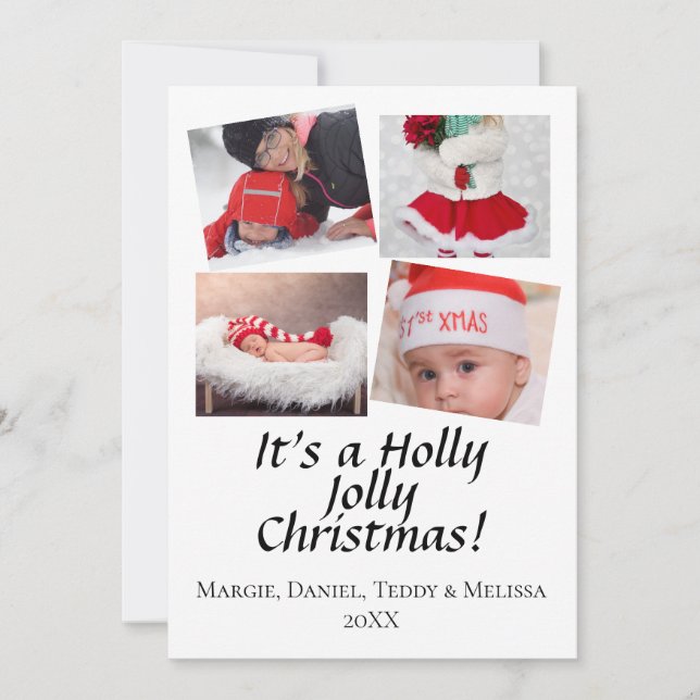 TARJETA DE FESTIVIDAD DE 4 Fotos personalizada con (Anverso)