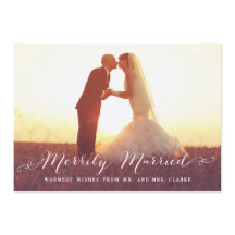 Tarjeta de festividad de foto de Navidades casados