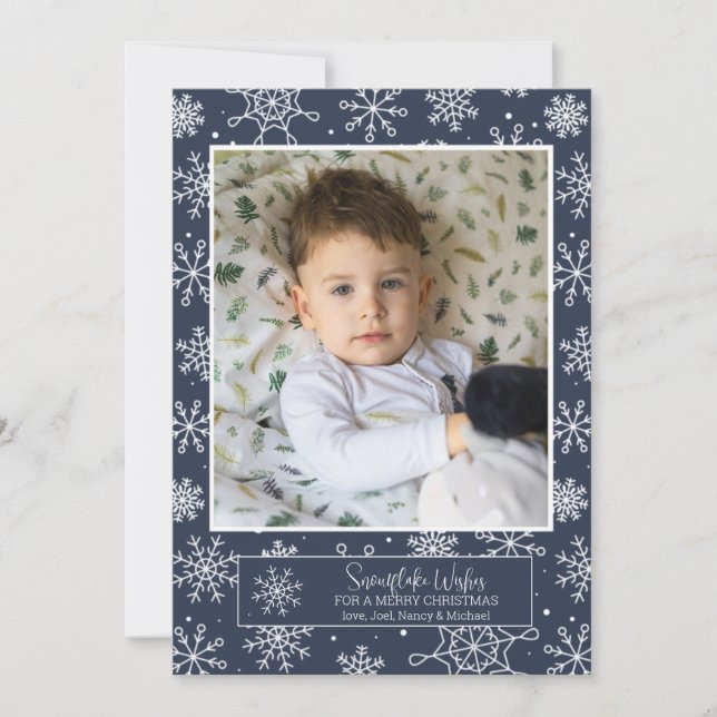 Tarjeta de festividad de foto de nieve (Anverso)