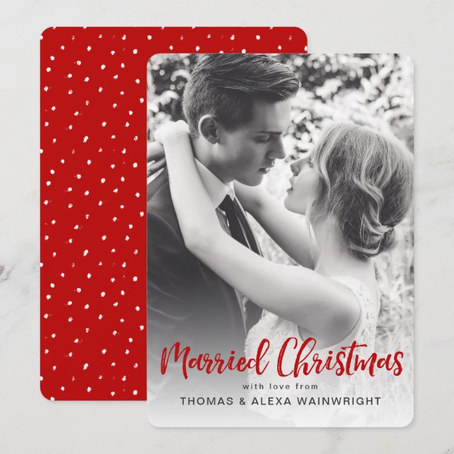 Tarjeta de festividad de foto de recién casados Na (Anverso / Reverso)
