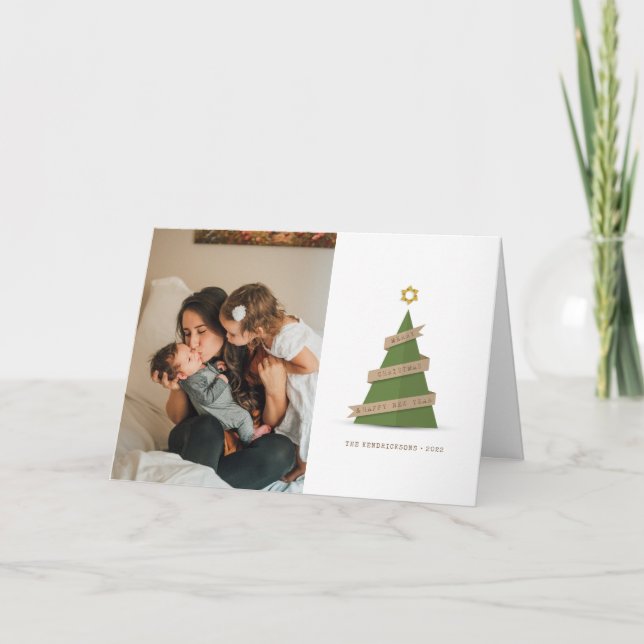 TARJETA DE FESTIVIDAD DE LA FOTO | Árbol de papel  (Anverso)