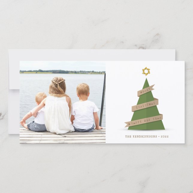 TARJETA DE FESTIVIDAD DE LA FOTO | Árbol de papel  (Anverso)