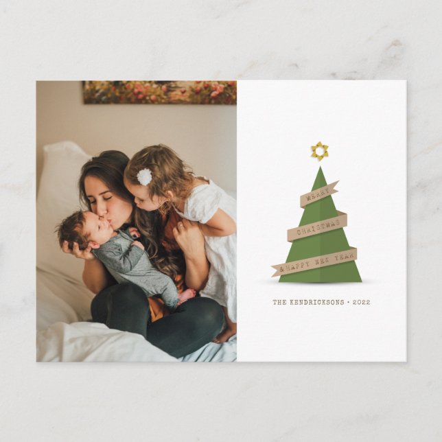 TARJETA DE FESTIVIDAD DE LA FOTO | Árbol de papel  (Anverso)
