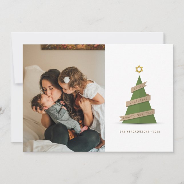 TARJETA DE FESTIVIDAD DE LA FOTO | Árbol de papel  (Anverso)