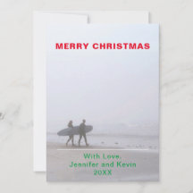 Tarjeta de festividad de la pareja de surf de navi