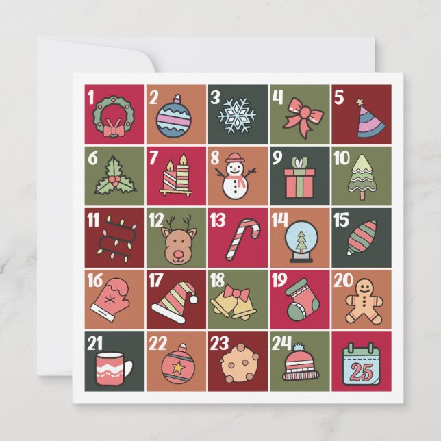 TARJETA DE FESTIVIDAD DE LOS NAVIDADES RETRO AVENT (Anverso)