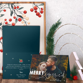 Tarjeta de festividad fotográfica de merry y recié