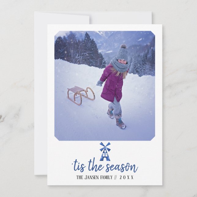 Tarjeta de festividad holandesa Delft Windmill Pho (Anverso)