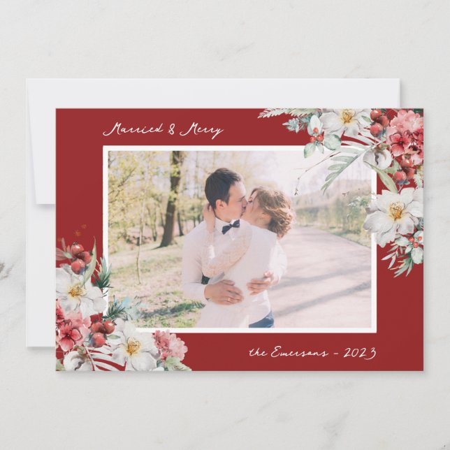 Tarjeta de festividad para fotos casadas y merry (Anverso)