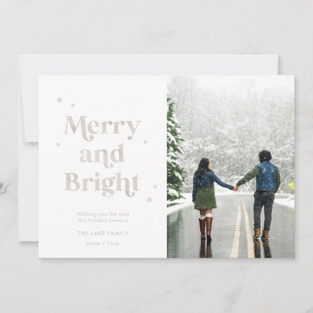 Tarjeta de festividad para fotos de oro blanco y b (Anverso)