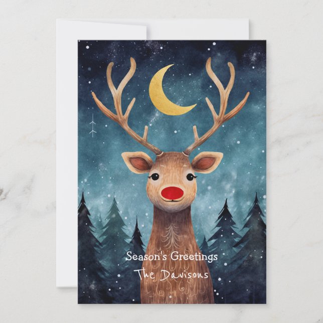 Tarjeta de festividad para renos caprichosos (Anverso)