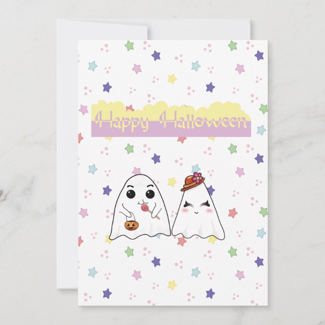Tarjeta de festividad plana Cuidada Halloween Dood (Anverso)