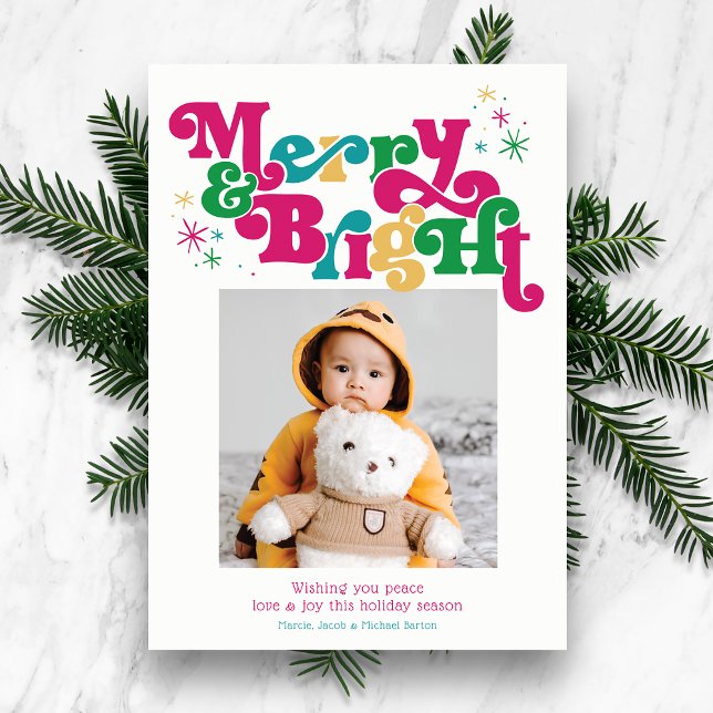 Tarjeta de festividad simple con fotos merry y bri (Subido por el creador)