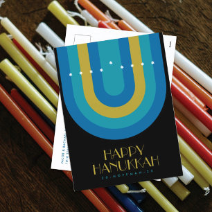 TARJETA DE FESTIVOS ART DECO HANUKKAH