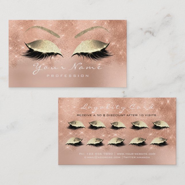 Tarjeta de fidelidad 10 Makeup Lashes Rosa Purpuri (Anverso / Reverso)
