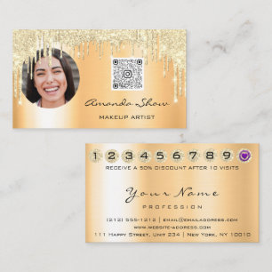 Tarjeta de fidelidad 10 Punch Crown Coral Gold QR