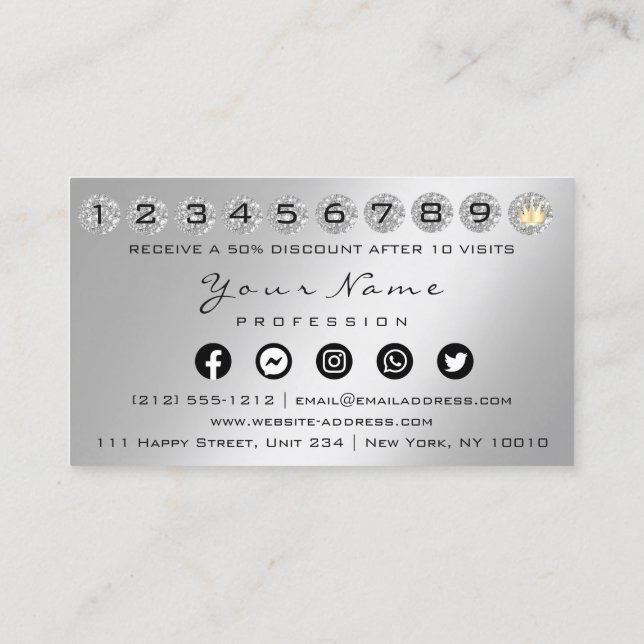 Tarjeta de fidelidad 10 Punch Crown Silver Logo Ph (Reverso)