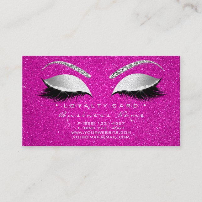 Tarjeta de fidelidad 6 Lash Silver Hot Pink Crown  (Anverso)