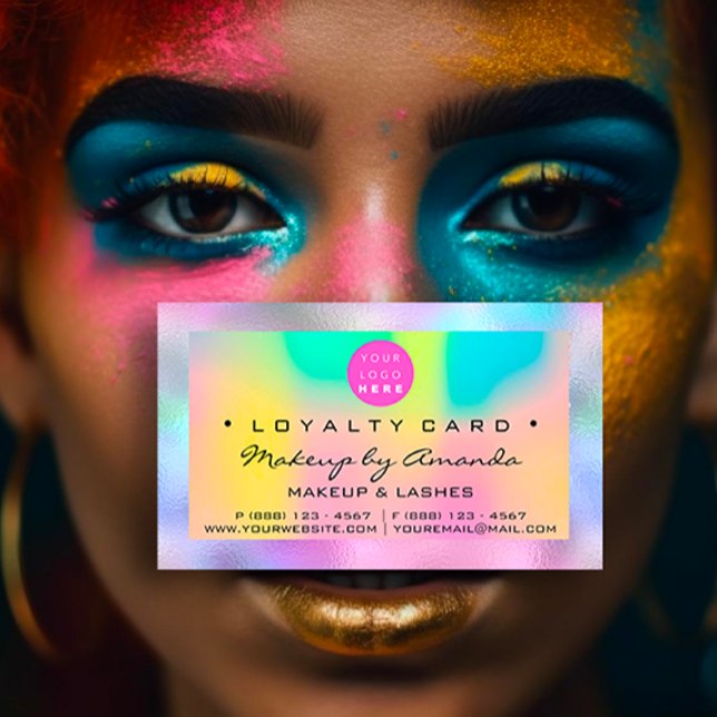 Tarjeta de fidelidad 6 Logotipo del Holograma de m (Loyalty Card 6 Punch Makeup Nail Holograph Logo)