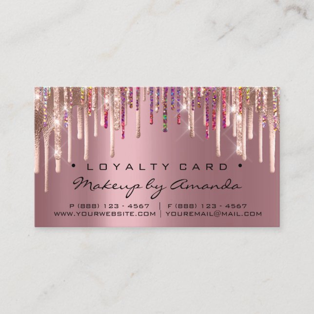 Tarjeta de fidelidad 6 Punch Makeup Holograph Rosa (Anverso)