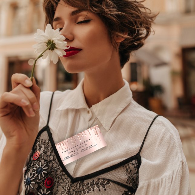 Tarjeta de fidelidad 6 Punch maquillaje Belleza Co (Loyalty Card 6 Punch Makeup Beauty Heart Rose Small )