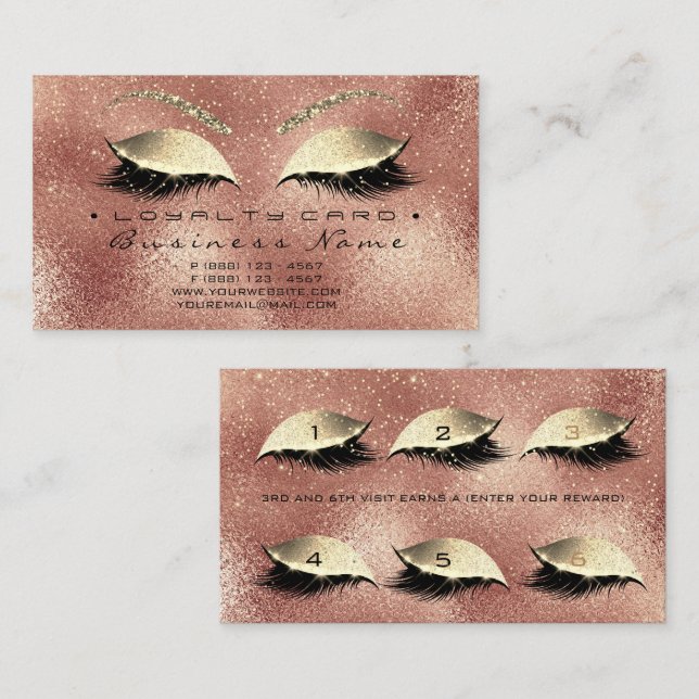 Tarjeta de fidelidad 6 Salón de belleza azota Rosa (Anverso / Reverso)