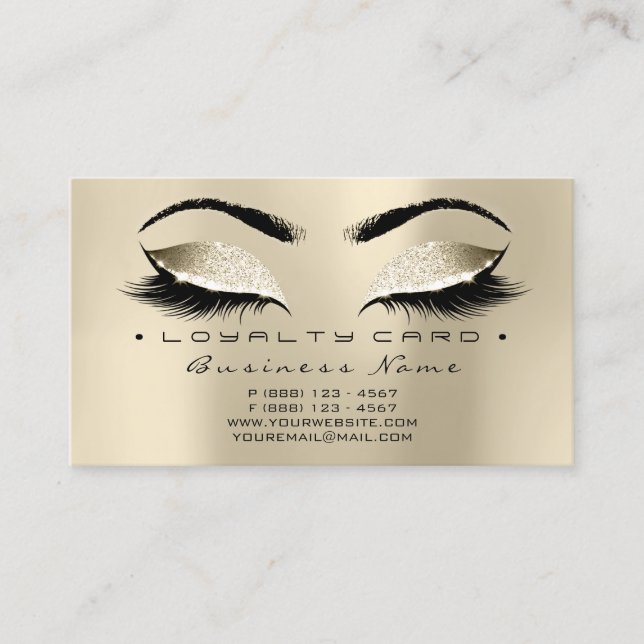Tarjeta de fidelidad 6 Salón de belleza Lash Gold  (Anverso)