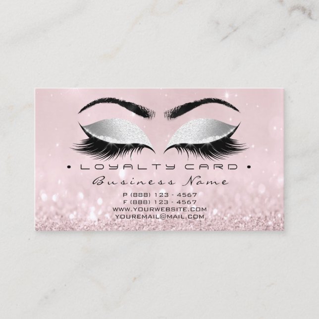 Tarjeta de fidelidad 6 Salón de belleza Lash Rosa  (Anverso)