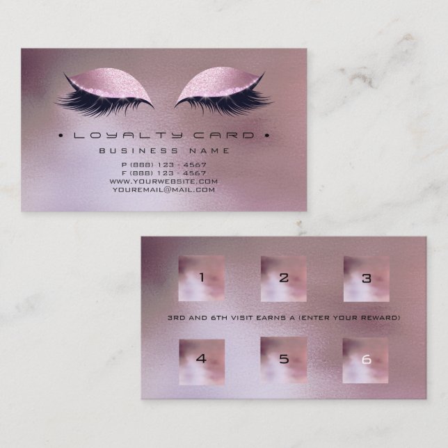 Tarjeta de fidelidad 6 Salón de belleza maquillaje (Anverso / Reverso)