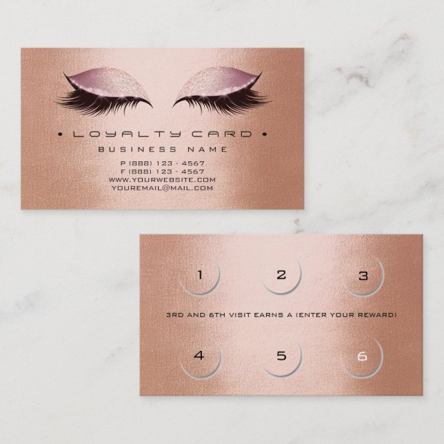 Tarjeta de fidelidad 6 Salón de belleza maquillaje (Anverso / Reverso)