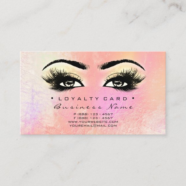 Tarjeta de fidelidad 6 Salón de belleza Rosa de pu (Anverso)