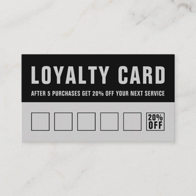 Tarjeta de fidelidad barber negra gris negrita tip (Anverso)