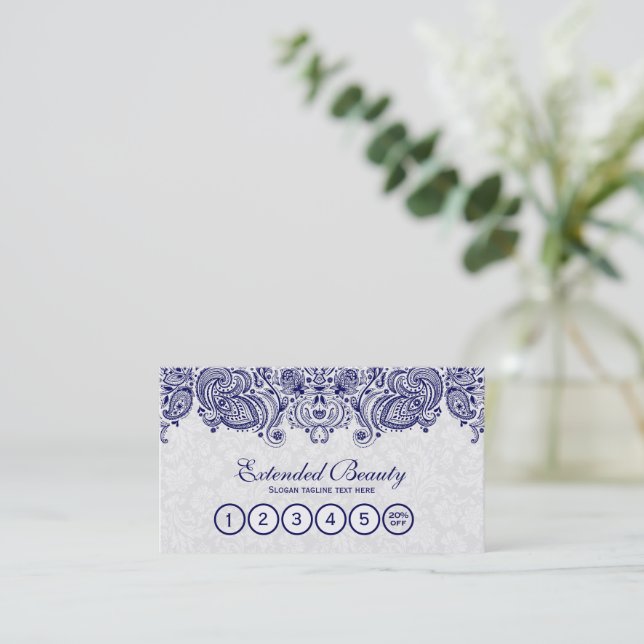 Tarjeta de fidelidad blanca para damascos y encaje (Anverso de pie)