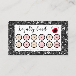 Tarjeta de fidelidad brillante obsidiana y roja de
