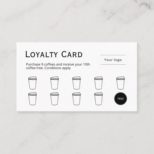 Tarjeta de fidelidad, café limpio y sencillo (Anverso)