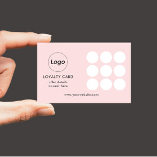 Tarjeta de fidelidad con logotipo rosa simple