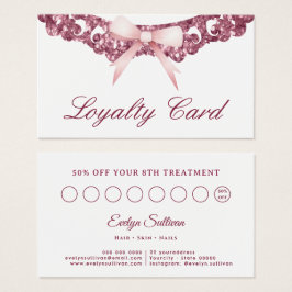 Tarjeta de fidelidad de arco rosa de marco purpuri
