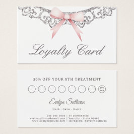 Tarjeta de fidelidad de arco rosado de marco de pl