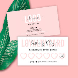 Tarjeta de fidelidad de belleza estética rosa con