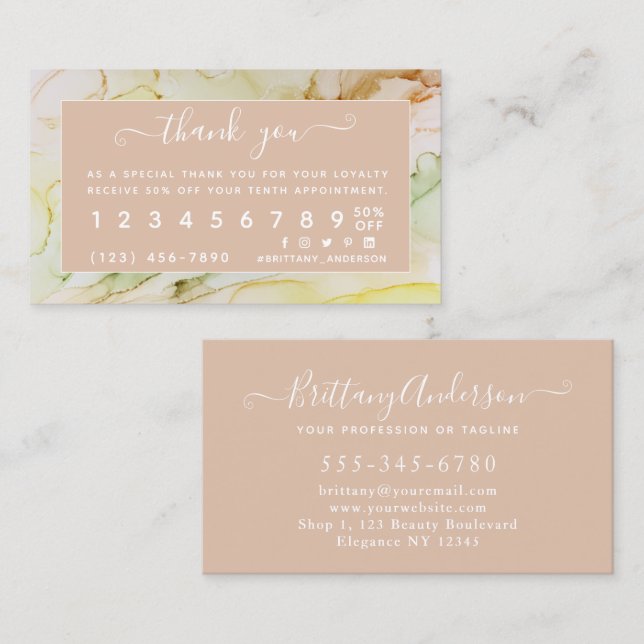 Tarjeta de fidelidad de belleza personalizada Rubo (Anverso / Reverso)
